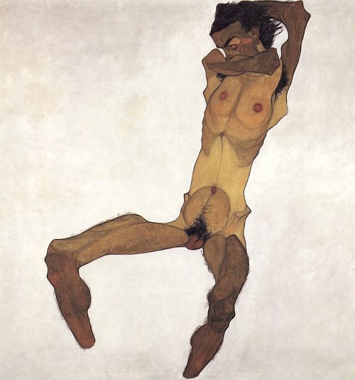 Egon Schiele Sitzender maennlicher Akt Wandbild