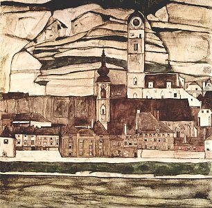 Egon Schiele Stein an der Donau II Wandbild