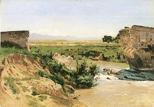 Carl Schuch Brueckenruine an einem Flusslauf Wandbild