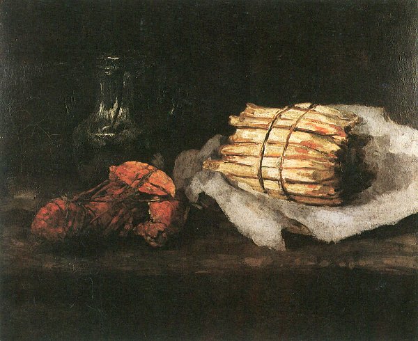 Carl Schuch Hummer Zinnkanne und Spargelbund Wandbild