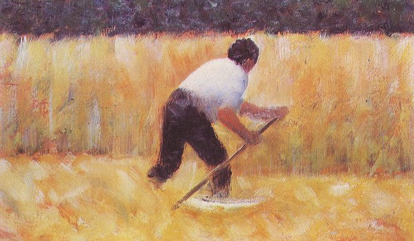 Georges Seurat Beim Maehen Wandbild