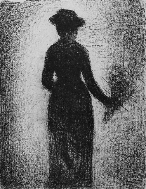 Georges Seurat Dame mit Blumenstrauss vom Ruecken gesehen Wandbild