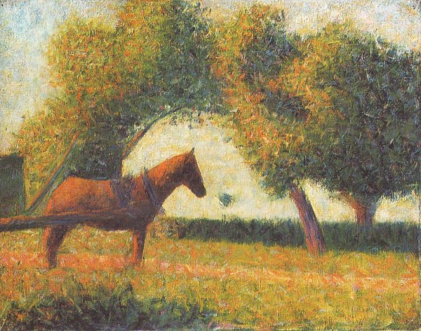 Georges Seurat Pferd mit Wagen Wandbild