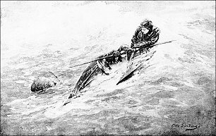Otto Sinding A kayak man rescuing a comrade Wandbild