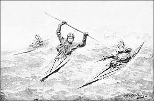Otto Sinding Eskimos kayaking before the wind Wandbild