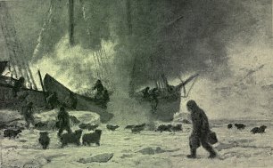 Otto Sinding The Fram on fire Wandbild