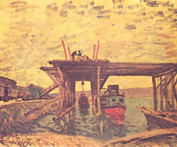 Alfred Sisley Bruecke im Bau Wandbild