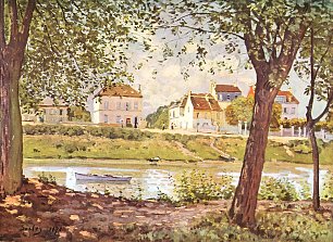 Alfred Sisley Dorf am Ufer der Seine Wandbild