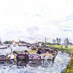 Alfred-Sisley-Frachtkaehne-bei-Saint-Mammes