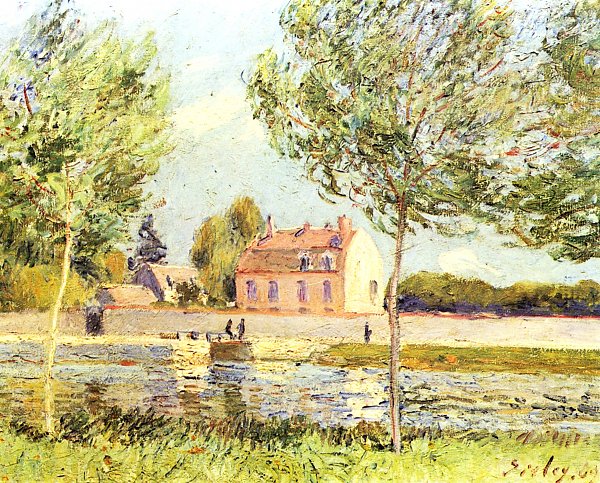 Alfred Sisley Haeuser am Ufer der Loing Wandbild