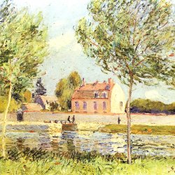 Alfred-Sisley-Haeuser-am-Ufer-der-Loing