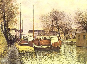 Alfred Sisley Kaehne auf dem Kanal Saint Martin Paris Wandbild