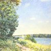 Alfred-Sisley-Normandie-Pfad-am-Wasser-abends-bei-Sahurs