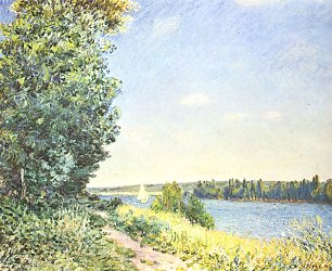 Alfred Sisley Normandie Pfad am Wasser abends bei Sahurs Wandbild