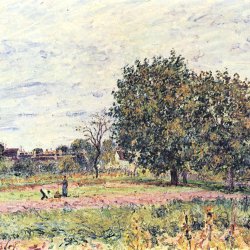 Alfred-Sisley-Nussbaeume-bei-untergehender-Sonne-Anfang-Oktober