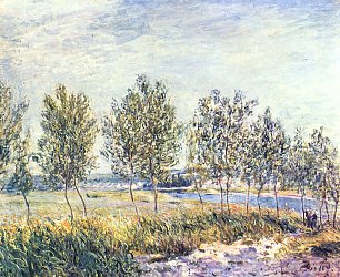 Alfred Sisley Wiese in By Wandbild