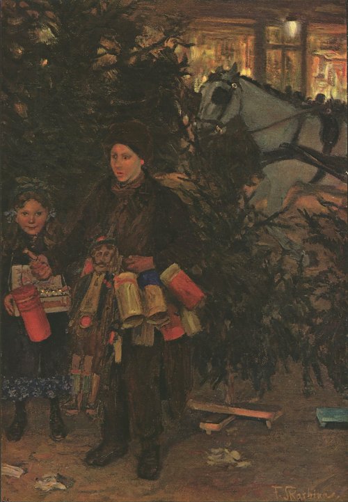 Franz Skarbina Auf dem Weihnachtsmarkte Wandbild