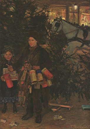 Franz Skarbina Auf dem Weihnachtsmarkte Wandbild