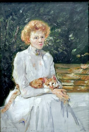 Max Slevogt Dame mit Katze Wandbild