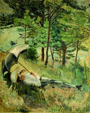 Max Slevogt Sommermorgen Frau mit Sonnenschirrm Wandbild