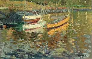 Joaquin Sorolla Barcas en paisaje Wandbild