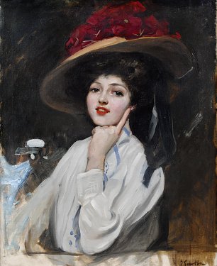 Joaquin Sorolla Retrato de una joven en un sombrero cree Wandbild