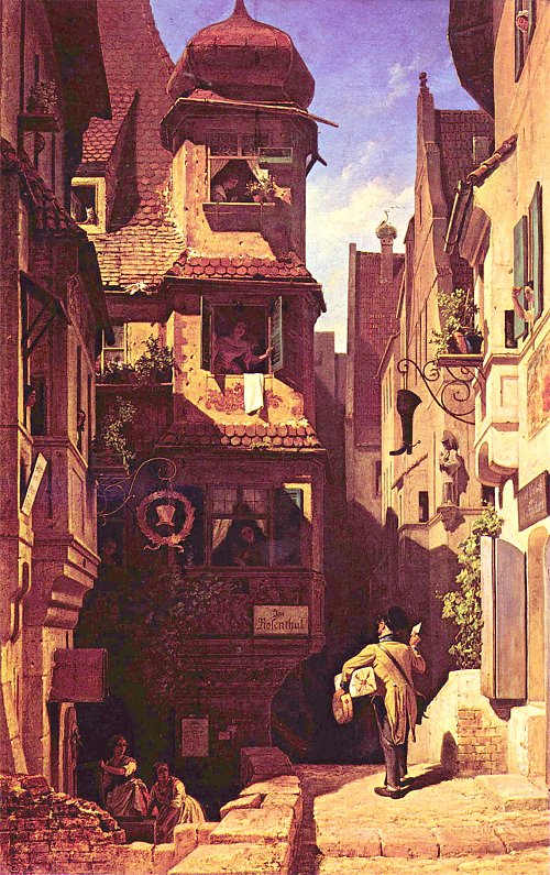 Carl Spitzweg Der Briefbote im Rosenthal Wandbild