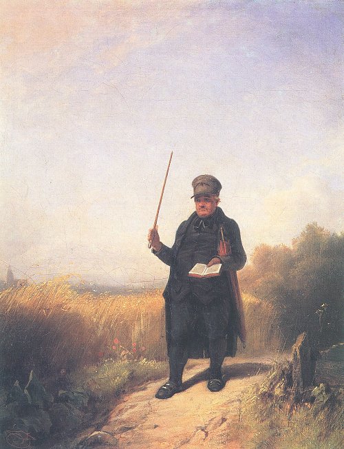 Carl Spitzweg Der singende Dorfpfarrer mit Brevier und Regenschirm beim Spaziergang durch die reifen Felder Wandbild
