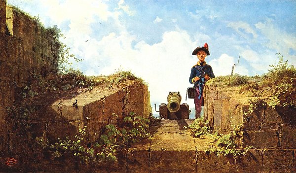 Carl Spitzweg Der strickende Vorposten Wandbild