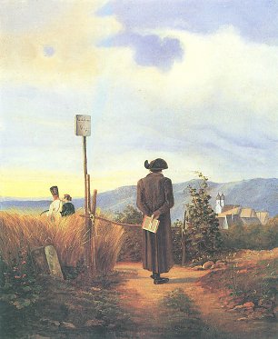 Carl Spitzweg Der verbotene Weg Jesuitenpater in der Landschaft Wandbild