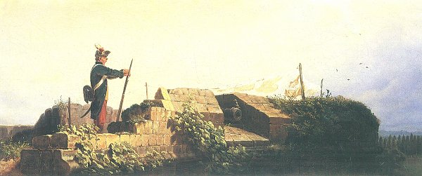 Carl Spitzweg Frieden im Lande Auf der Bastei Schildwache