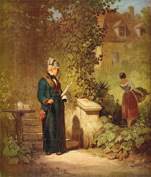 Carl Spitzweg Zeitungsleser im Garten Wandbild