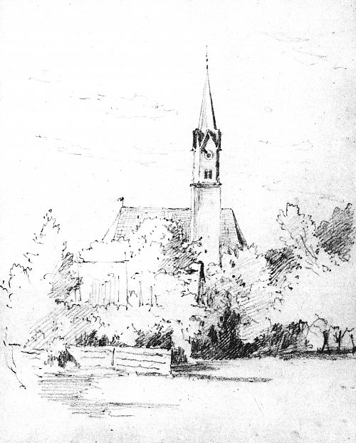 Carl Spitzweg In Schliersee Kirche zwischen Baeumen Wandbild