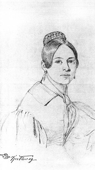Carl Spitzweg Portrait einer jungen Frau mit Biedermeierfrisur Wandbild