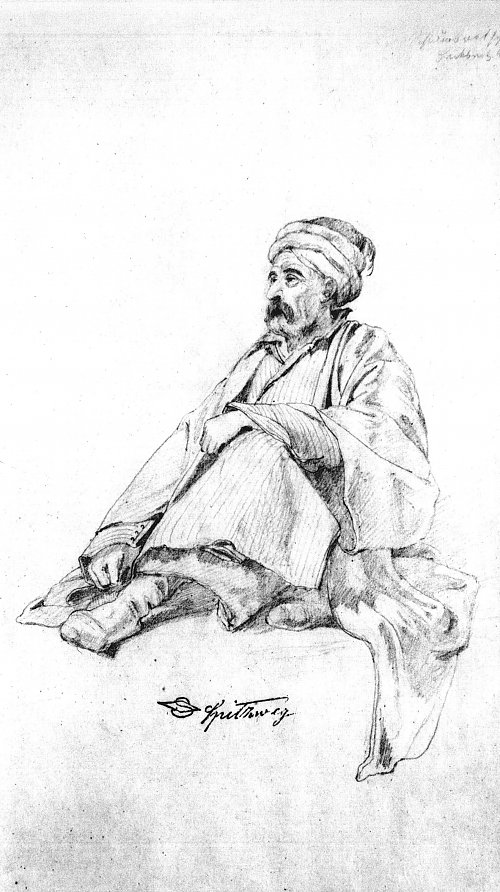Carl Spitzweg Sitzender Tuerke mit uebergeschlagenen Beinen Wandbild