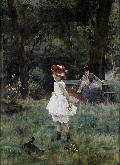 Alfred Stevens Das Maedchen mit Enten Wandbild