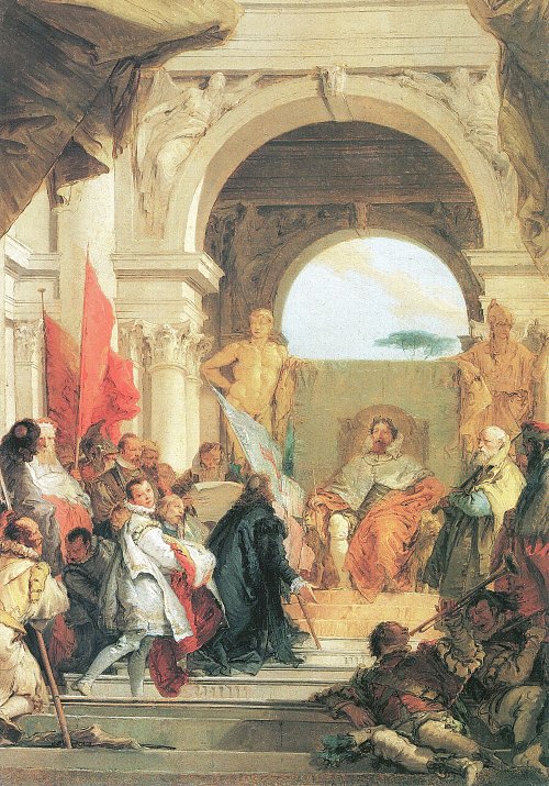 Tiepolo Die Belehnung Bischof Herolds mit dem Herzogtum Franken durch Kaiser Barabrossa Wandbild