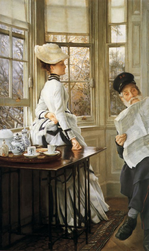James Tissot Reading the News Wandbild