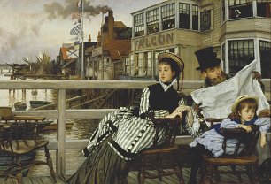 James Tissot Waiting for the Ferry at the Falcon Tavern Wandbild