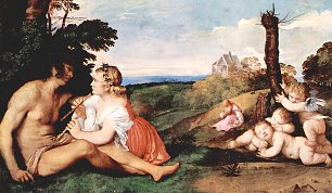 Tizian Allegorie der drei Lebensalter des Menschen Wandbild