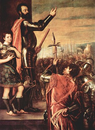 Tizian Ansprache des Marques del Vasto an seine Soldaten Wandbild