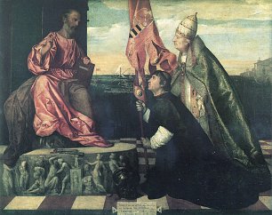 Tizian Der Bischof Jacopo Pesaro wird dem Hl Pierre durch Papst Alexander VI vorgestellt Wandbild