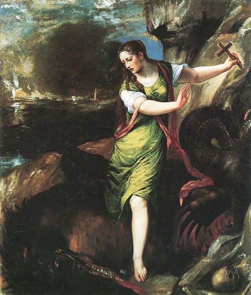 Tizian Hl Margareta Wandbild