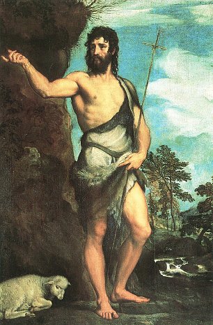 Tizian Johannes der Taeufer Wandbild