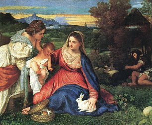 Tizian Madonna mit dem Kaninchen Wandbild