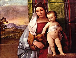 Tizian Maria mit Kind Zigeuner Madonna Wandbild