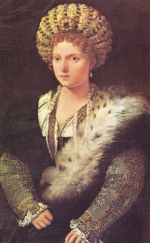 Tizian Portrait der Isabella d Este Markgraefin von Mantua Wandbild