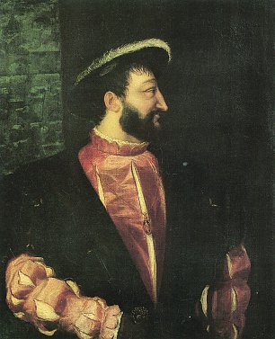 Tizian Portrait von Francois I Koenig von Frankreich Wandbild