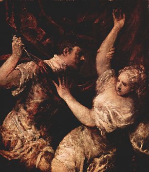 Tizian Tarquinius Sextus und Lucretia 2 Wandbild