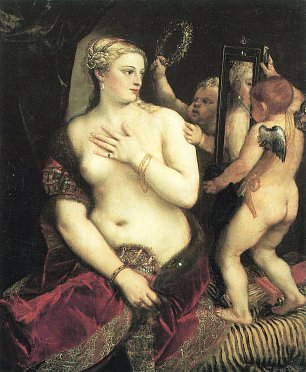 Tizian Venus bei der Toilette Wandbild